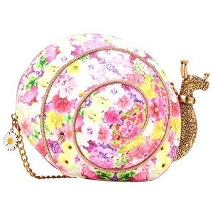 Betsey Johnson Floral Snail Crossbody Bag with Gold Accents
